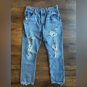 Levi's 501 Distressed Blue Jeans